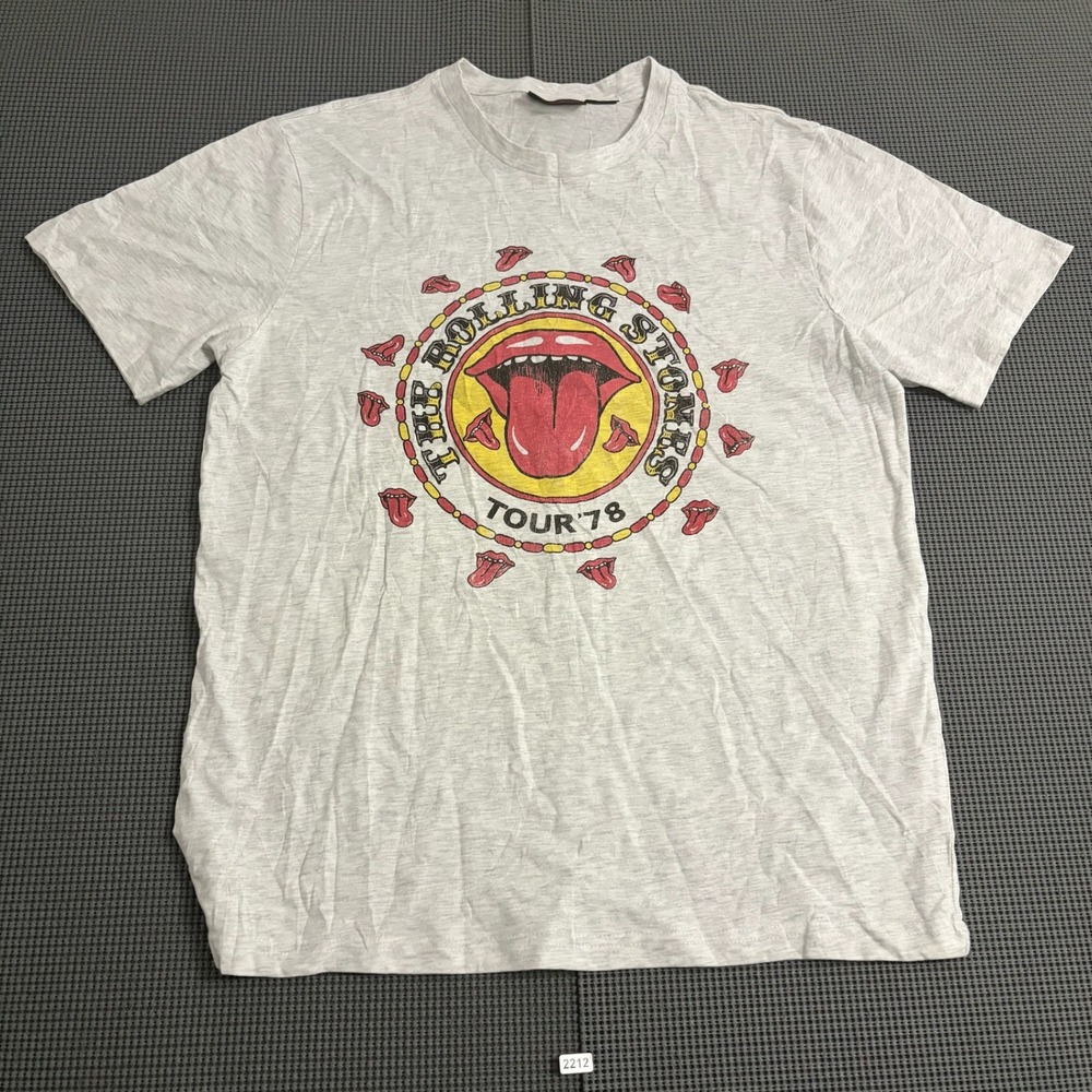 Rolling Stones Tour 78 Graphic T-Shirt Gray Large Rock Band Concert Tee